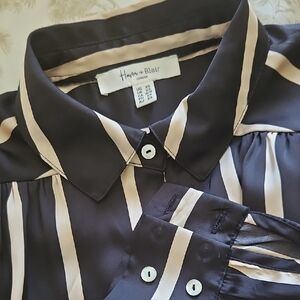 Hammond & Blair Women's Black and Cream Striped Blouse